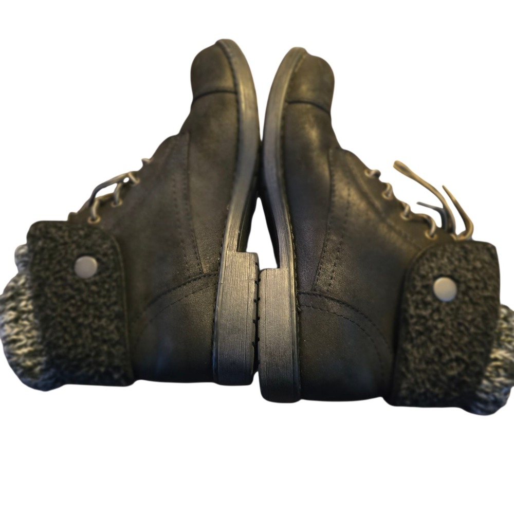 Cliffs White Mountain 8.5 Black LaceUp Ankle Boots Sweater Cuff Combat Retro Y2K - Picture 6 of 10